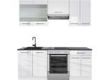Vicco Cucina Componibile Fame-Line, 200 Cm , Pt Antracite, Bianco Lucido/Bianco