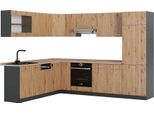 Vicco Cucina Angolare Completa R-Line, 227 X 287 Cm , Pt Rovere, Rovere Artigianale/Antracite