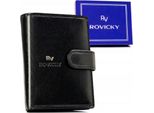 Rovicky | Portafoglio Verticale Da Uomo, Con Chiusura In Pelle, Pelle Naturale, Nero, 10X13 Cm