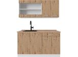 Vicco Cucina Monoblocco R-Line, 140 Cm , Pt Rovere, Rovere Artigianale/Bianco