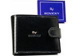 Rovicky | Portafoglio Grande, Con Chiusura In Pelle, Per Uomo, In Pelle Naturale, Nero, 12X9,5 Cm