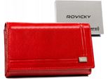 Rovicky | Portafoglio Grande, Con Chiusura In Pelle, Da Donna, In Pelle Naturale, Rosso, 15X10 Cm