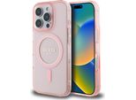 Guess GUHMP16LHFGEREP Custodia Rigida Rosa Per Iphone 16 Pro 6.3" Iml Glitter Circle Magsafe"