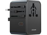 Adattatore Caricabatterie Da Viaggio Usams Cc310 3Xusb-C 70W 4W1 Us/Au/Eu/Uk Nero