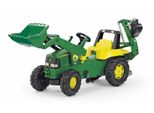 Rolly Toys Trattore A Pedali John Deere + Caricatore Frontale, Escavatore, Giocattolo Di Sabbia, Cantiere