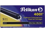 10X Pelikan® 310615 Cartuccia D'inchiostro 4001® GTP/5 Nero Brillante 5 Cartucce