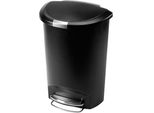 Simplehuman Cestino A Pedale Semicircolare Da 50 Litri, Plastica Nera - 12,1X12,1X47 Cm; CW1355