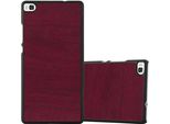 Cadorabo Cover Per Huawei P8 Cover Protettiva In Rosso Custodia Rigida Custodia In Legno Look Cellulare Cover
