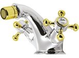 Sapho Reitano Rubinetteria Antea - Miscelatore Per Bidet A Parete Con Scarico, Cromo/Oro 3182