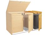 Xl 1 Cestino/2 Cestini Per Rifiuti HWC-H75, Contenitore Per Rifiuti, 120X68X104Cm Legno Mvg ~ Marrone