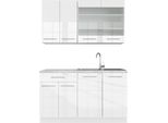 Vicco Cucina Completa Fame-Line, 140 Cm Senza Piano Di Lavoro, Bianco Lucido/Bianco