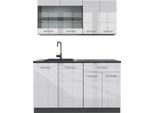 Vicco Cucina Monoblocco R-Line, 140 Cm , Pt Antracite, Bianco Lucido/Antracite