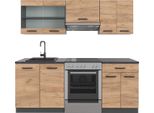 Vicco Cucina Componibile R-Line, 200 Cm , Pl Antracite, Quercia Dorata/Antracite/Antracite