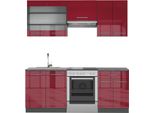 Vicco Cucina Componibile Fame-Line, 200 Cm , Pt Antracite, Bordeaux Lucido/Antracite