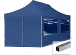 Toolport 3X6M Gazebo Pieghevole Con Laterali (Finestre Panoramiche), Economy Alluminio, Blu Scuro