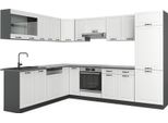 Vicco Cucina Angolare Completa R-Line, 227 X 287 Cm , Pt Antracite, Bianco Casa Di Campagna/Antracite