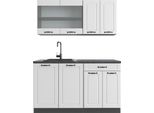 Vicco Cucina Monoblocco R-Line, 140 Cm , Pt Antracite, Bianco Casa Di Campagna/Antracite