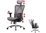 Sedia Da Ufficio Sihoo Sedia Da Scrivania, Ergonomica, Braccioli Regolabili, Portata 150 Kg ~ Rivestimento Grigio, Struttura Nera