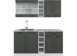 Vicco Cucina Completa R-Line, 160 Cm , Pt Marmo, Antracite Casa Di Campagna/Bianco