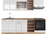 Vicco Cucina Componibile R-Line, 240 Cm , Pt Rovere, Bianco Lucido/Oro Power Oak