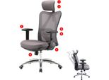 Sedia Da Ufficio Sihoo, Ergonomica, Supporto Lombare Regolabile, Portata 150 Kg ~ Senza Poggiapiedi, Grigio