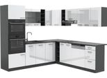 Vicco Cucina Angolare Completa R-Line, 237 X 247 Cm , Pt Antracite, Bianco Lucido/Antracite