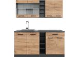 Vicco Cucina Completa R-Line, 160 Cm , Pt Antracite, Quercia Dorata/Antracite