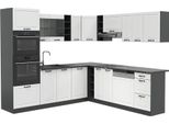 Vicco Cucina Angolare Completa R-Line, 237 X 247 Cm , Pt Antracite, Bianco Casa Di Campagna/Antracite