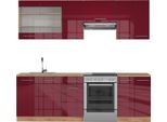 Vicco Cucina Componibile Fame-Line, 240 Cm , Pt Rovere, Bordeaux Lucido/Rovere Dorato