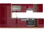 Vicco Cucina Componibile Fame-Line, 355 Cm Senza Piano Di Lavoro, Bordeaux Lucido/Rovere Oro