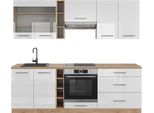 Vicco Cucina Componibile Fame-Line, 235 Cm , Pt Rovere, Bianco Lucido/Oro Power Oak