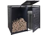 Contenitore Per Rifiuti Con Porta Legna HWC-E83, Contenitore Per Rifiuti, Espandibile 117X132X82Cm 52Kg ~ Antracite, Acciaio