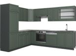 Vicco Cucina Angolare Completa Fame-Line, 227 X 287 Cm , Pt Antracite, Verde-Oro Country House/Antracite