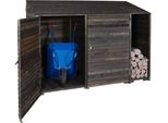 Geräteschuppen MCW-J75, Geräteschrank Gerätehaus, Holz gebeizt MVG-, 180x250x93cm anthrazit-grau