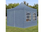 Toolport 3X3M Gazebo Pieghevole Con Laterali (Finestre), Economy Acciaio, Grigio Scuro