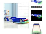 Vidaxl Lettino Per Bambini Con Led In Design Auto Da Corsa 90 X 200 Cm Blu - Letti Per Bambini E Ragazzi