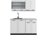 Vicco Cucina Monoblocco R-Line, 140 Cm , Pt Marmo, Bianco Casa Di Campagna/Antracite
