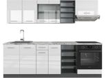 Vicco Cucina Componibile R-Line, 240 Cm , Pt Marmo, Bianco Lucido/Antracite