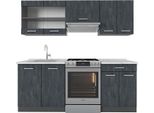 Vicco Cucina Componibile R-Line, 200 Cm Pt Marmo, Calcestruzzo Nero/Antracite