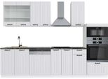 Vicco Cucina Componibile Fame-Line, 300 Cm Con Armadio Alto, Pt Antracite, Casa Di Campagna Bianca/Bianco