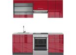 Vicco Cucina Componibile Fame-Line, 200 Cm , Pt Marmo, Bordeaux Lucido/Antracite