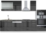 Vicco Cucina Componibile Fame-Line, 300 Cm Con Armadio Alto, Pt Antracite, Antracite Lucido/Bianco
