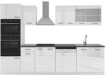 Vicco Cucina Componibile R-Line, 300 Cm Con Armadio Alto, Pt Antracite, Bianco Lucido/Bianco