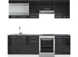 Vicco Cucina Componibile Fame-Line, 240 Cm , Pt Antracite, Antracite Lucido/Bianco