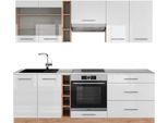 Vicco Cucina Componibile Fame-Line, 235 Cm , Pt Marmo, Bianco Lucido/Oro Power Oak