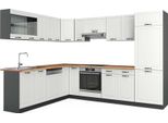 Vicco Cucina Angolare Completa R-Line, 227 X 287 Cm , Pt Rovere, Bianco Casa Di Campagna/Antracite