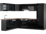 Vicco Cucina Angolare Completa R-Line, 227 X 287 Cm , Pt Rovere, Nero Lucido/Antracite