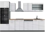 Vicco Cucina Componibile R-Line, 300 Cm Con Armadio Alto, Pt Rovere, Bianco Lucido/Antracite