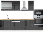 Vicco Cucina Componibile Fame-Line, 300 Cm Con Armadio Alto, Pt Rovere, Antracite Lucido/Bianco