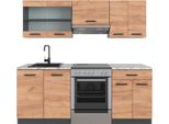 Vicco Cucina Componibile R-Line, 200 Cm , Pt Marmo, Quercia Dorata/Antracite